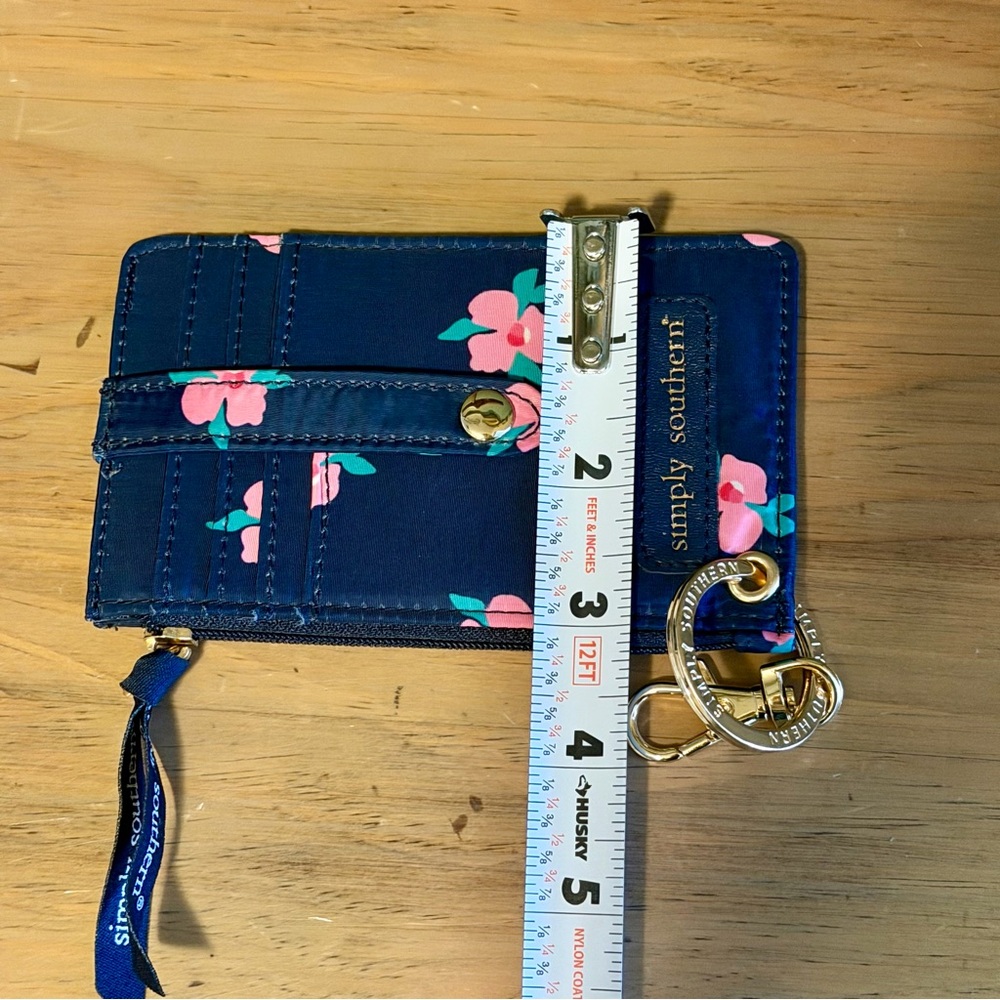 NWOT Simply Southern SnapKey ID Wallet Navy Floral Card Holder Key Ring - Picture 6 of 6